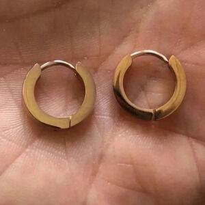 Rose Gold 2.8mm Stainless Steel Stud Hoop Earrings NWT